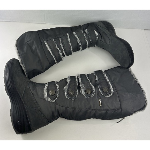 Pajar Women's Knee High Faux Fur Trim Boots Winter Snow Button Grey Size 39 US 8 - Picture 11 of 12